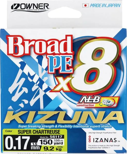 PE Braid Owner Broad Super Chartreuse 135m/150yard